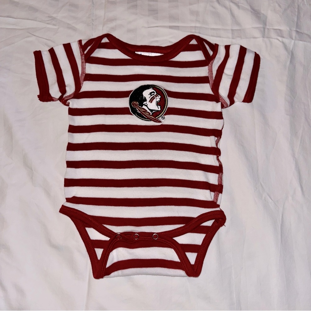 FSU Baby, Florida State Seminoles (FSU), Striped Onsie, Size 12 month
